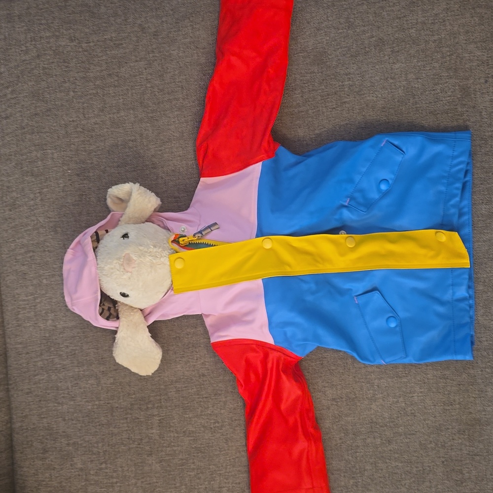 Colorful Hooded Jacket with Red, Blue, and Yellow